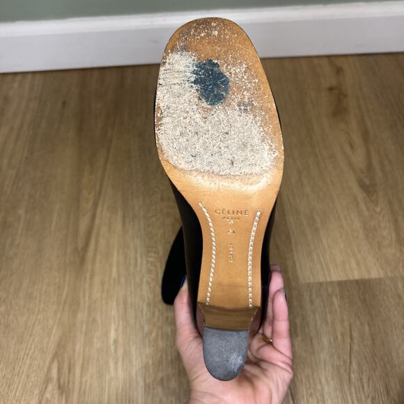 Celine Women 41 US 10 Bootie Wrap Napa Leather Ankle Boot Black Square Round Toe - Picture 10 of 12